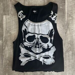 Other UK Black and White Skull Tank Top